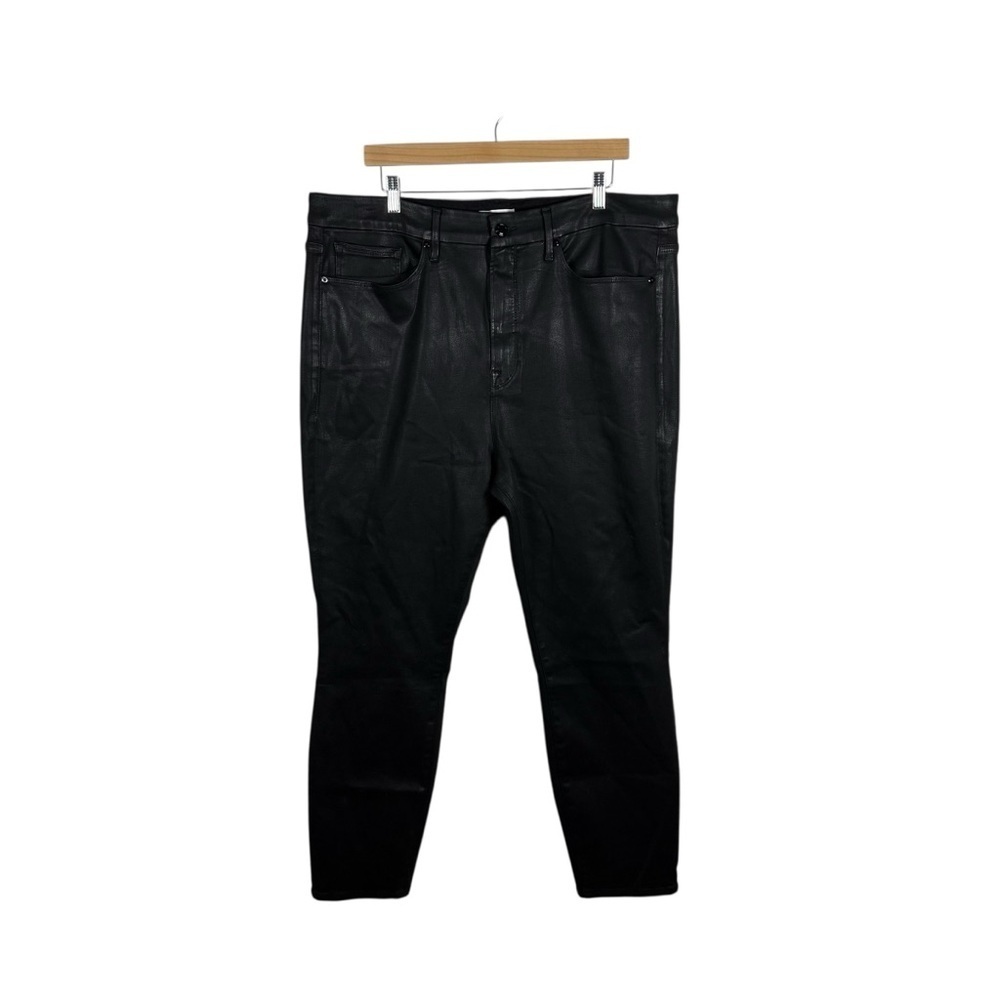 Good American Good Legs Coated Slim Straight Jeans in Black Size 20W